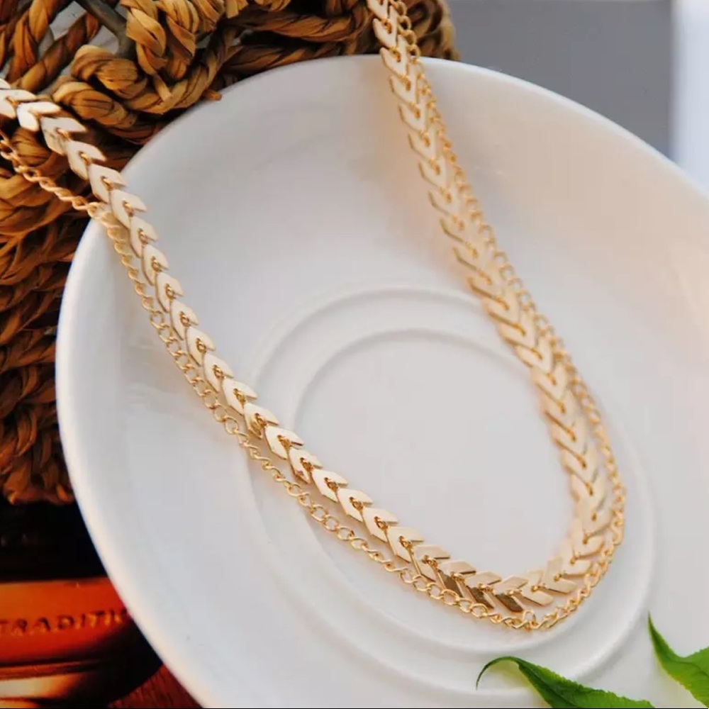 NEW!! 💛 Gold Double Choker Necklace - Picture 2 of 2